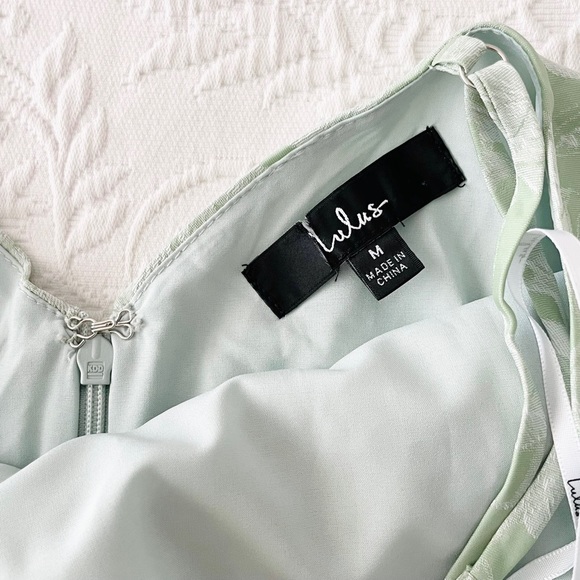 NWOT Lulus Sweet and Stylish Green Floral Jacquard One-Shoulder Midi Dress - Picture 4 of 9